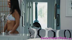 Adorable Shaved Brunettes Lick Pussies Before Intense Tribbing
