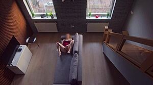 roommate catches blonde teen masturbating dorm keeps going he watches close