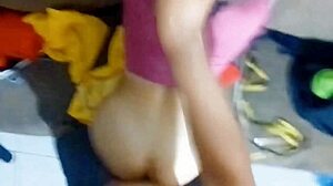 Blonde Milf Pounds Bent-Over Latina's Big Bum Quick and Hard