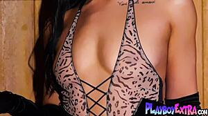 Latina teen mistress Beca Barbie strips naked, ripping clothes for divine tease