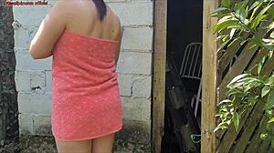 Big titted Brazilian housewife pays handyman with pussy after shower fail