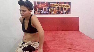Skinny Latina Tranny Rides Soldier Bareback