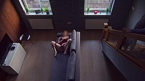 roommate catches blonde teen masturbating dorm keeps going he watches close