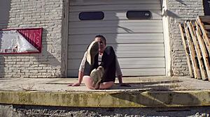 43-year-old flasher struts docks in buttless pants teasing