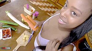 paris and terry mix ebony ivory veggies in kitchen fuck