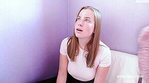 Sexy babe Rita spreads and rubs her swollen shaved pussy wide