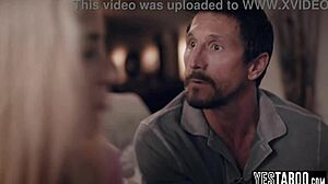 Skinny teen stepdaughter begs stepdad for DOUBLE PENETRATION