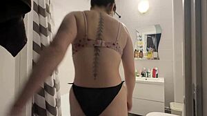 Stop you caught me tonguing friend's pussy in bathroom!