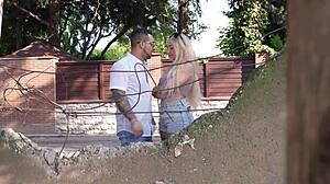Blonde Street Slut Picked Up Bent Over Wall for Dripping Facial Creampie Quickie