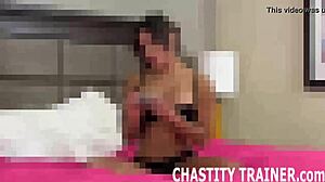your throbbing cock trapped in my tight bondage prison