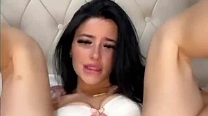 that slutty american exchange student spreads wide fingering her horny pussy on webcam