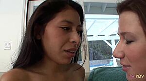 hey latina, you sure about this? your shy pussy meets russian cousin's tongue in hot lesbian lick fest
