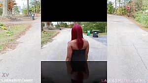 mysterious beauty tempts in open air dress tease