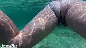 creampie whore swims underwater dripping wet at pool