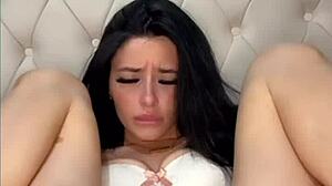 that slutty american exchange student spreads wide fingering her horny pussy on webcam
