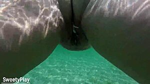 creampie whore swims underwater dripping wet at pool