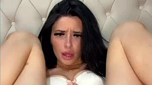 that slutty american exchange student spreads wide fingering her horny pussy on webcam