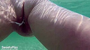 creampie whore swims underwater dripping wet at pool