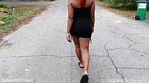 mysterious beauty tempts in open air dress tease