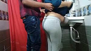 Virgin Boss Roughly Fucks Pregnant Secretary in Office Bathroom Doggystyle