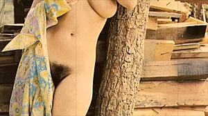 wow vintage hairy pussy pounded doggystyle bent over outdoors taboo!