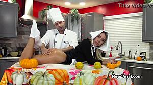 oh man my tight assistant ass gets pounded hard by that lucky chef in kitchen