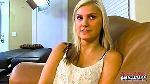 Horny Blonde Coeds Bailey and Olyssia Suck Share Pound Cock