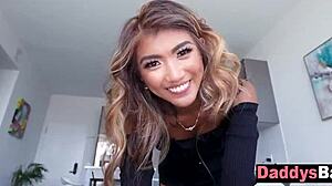 Super Cute Stepdaughter Rides Stepdaddy Cock for Quick Cash