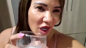 Athletic Latina Milf Gets Oily Massage Ending in Cum-Filled Glass