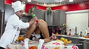 oh man my tight assistant ass gets pounded hard by that lucky chef in kitchen