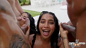suggestive gangbang dp unleashes squirting chaos in wild interracial orgy with sluts