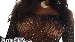 Watch this slut Putri Cinta strip naked on tropical beach