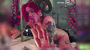 Succubus pussy stuffed with vibrating dildo causing wild moans