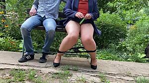 my curvy bbw mother in law flashes panties and fucks dirty in public park outdoors