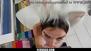 stepdad gives in to stepdaughter's kinky cosplay sex cravings