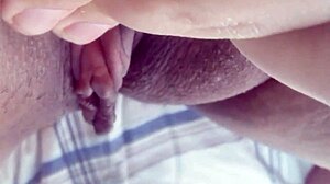 amateur teases her huge throbbing clit up close homemade