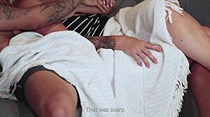 hot stepmom whispers for quiet sex so husband stays asleep