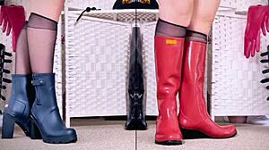my epic shoe boot heel collection has me so wet in leather and stockings