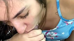 She's moaning loud as he creampies her tight pussy raw no condom!