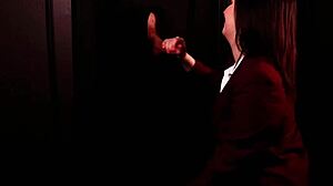 Student's Wet Mouth Devours Gloryhole Cock in Stockings and Lingerie