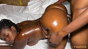 horny ebony housewife's fat pussy stretched wide by bbc teen stepson in homemade fun