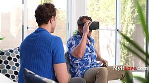 stepmom and stepson bang while stepdad zones in metaverse