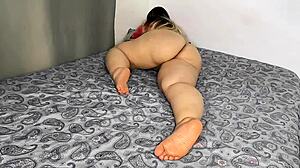 Step son sneaks into bed while clueless husband sleeps nearby