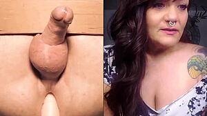 Big booty mature milf squirms on huge cock and toys in cfnm cage surprise