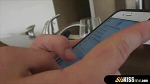 hot cute blonde gf blindfolded and pounded doggystyle rough by old man