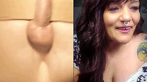 Big booty mature milf squirms on huge cock and toys in cfnm cage surprise