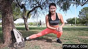 omg i swear this asian chick flashing leggings outdoors n public is too hot masturbatin