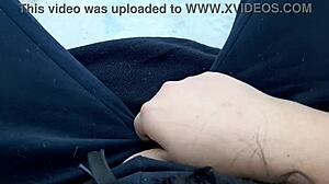 Risky public park jerk off staring at strangers passing by