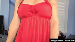 Vicky Vette surprises boss with deepthroat cock suck in lingerie tease