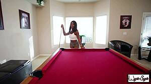 Skinny nympho bends for interracial pussy lick then begs doggystyle cum!
